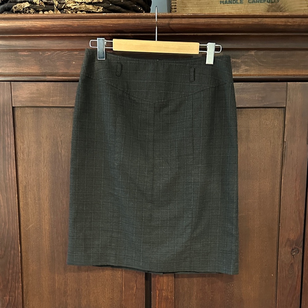 Style & Co. Dark Gray Plaid Midi Pencil Skirt